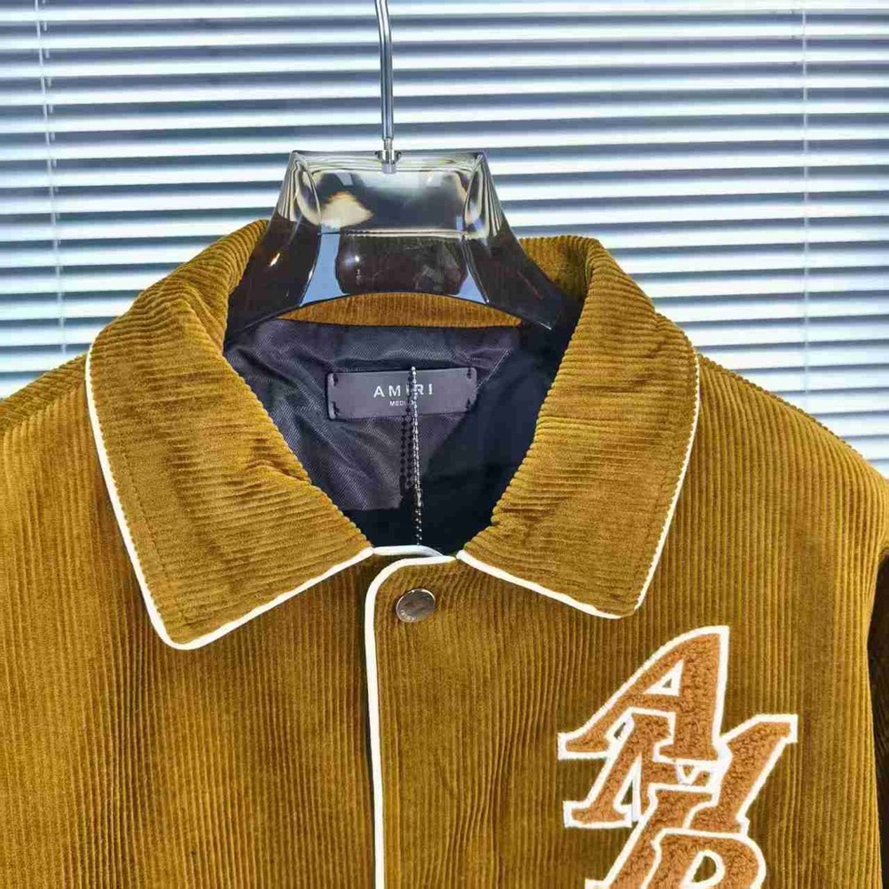 AMIRI Brown Bomber Jacket with Cream Accents - Picture 3 of 6